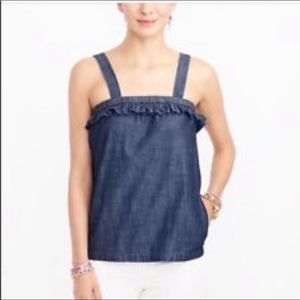 J crew ruffle denim tank